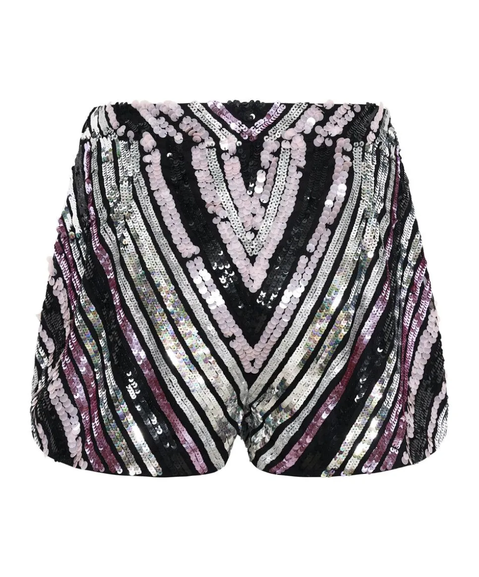Bottoms|ONE TEASPOON Chevron Hand Sequin Party Shorts