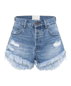 Denim Shorts|ONE TEASPOON Ciao Blue Outlaws Mid Length Denim Shorts