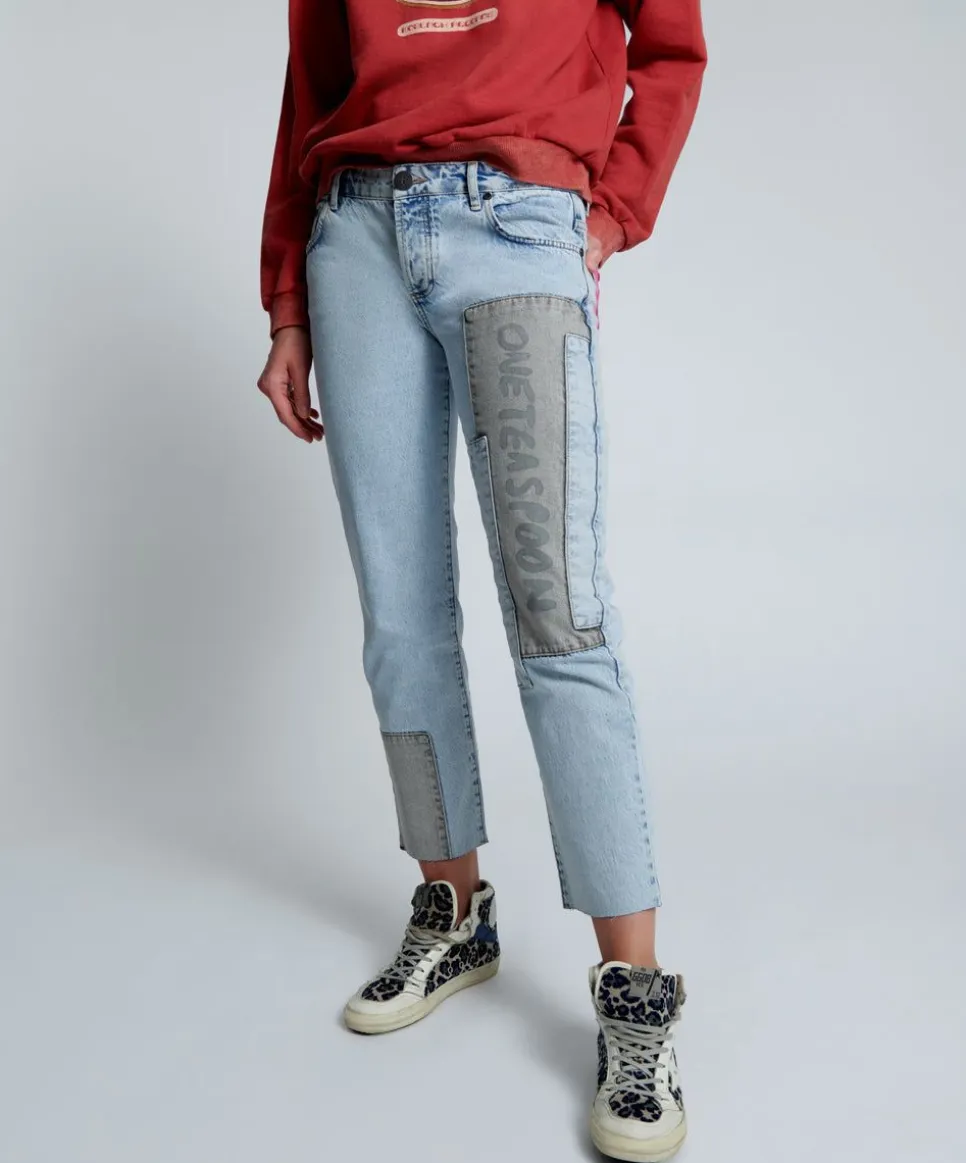 Denim Jeans|ONE TEASPOON Circus Blue Graffiti Truckers Low Waist Straight Leg Jeans