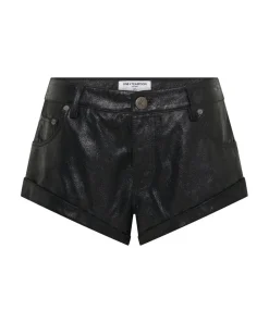 Bottoms|ONE TEASPOON Coated Black Leather Bandits Shorts
