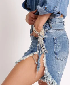Denim Shorts|ONE TEASPOON Cobaine Frankies High Waist Long Length Denim Shorts