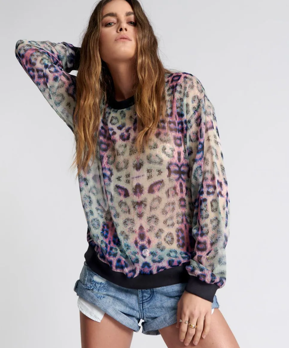 Tops|ONE TEASPOON Collision Chiffon Longsleeve Top