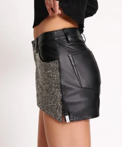 Bottoms|ONE TEASPOON Crushed Crystal Leather Le Wolves Shorts