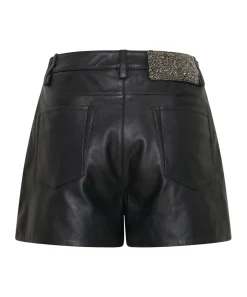 Bottoms|ONE TEASPOON Crushed Crystal Leather Le Wolves Shorts