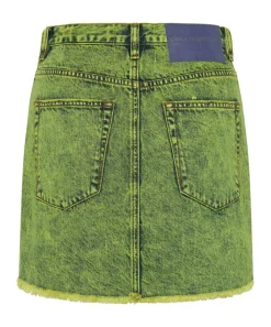 Denim Skirts|ONE TEASPOON Cyber Lime 2020 Mini High Waist Denim Skirt