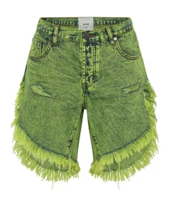 Denim Shorts|ONE TEASPOON Cyber Lime Frankies Long Length Boyfriend Shorts