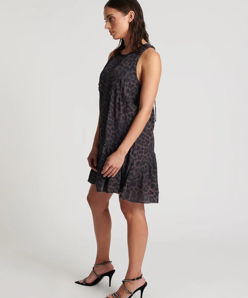 Mini Dresses|ONE TEASPOON Dark Leopard Tiered Dress