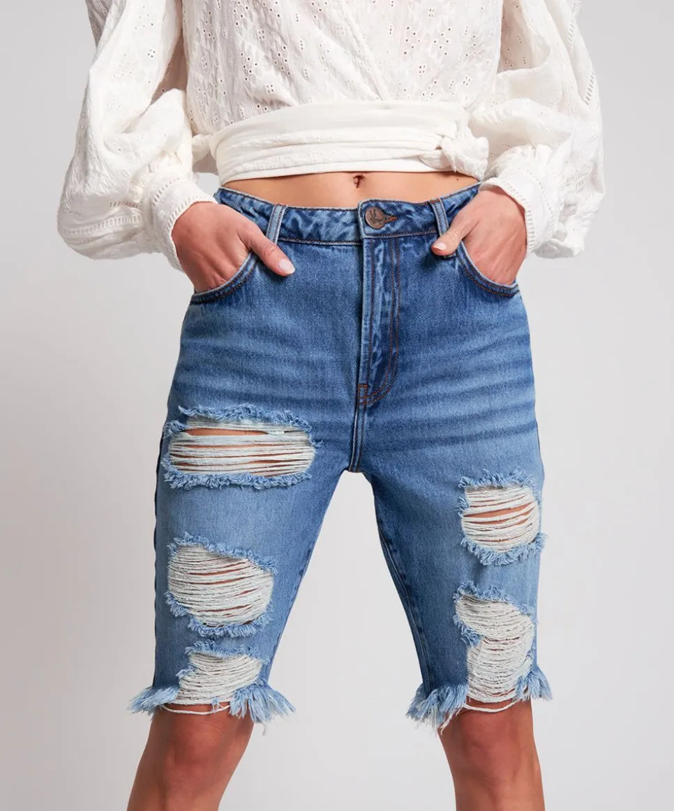 Denim Shorts|ONE TEASPOON Delaware Cut Off Organic Sustainable Truckers Shorts