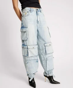 Denim Jeans|ONE TEASPOON Depeche Blue High Waist Epic Cargo Jeans
