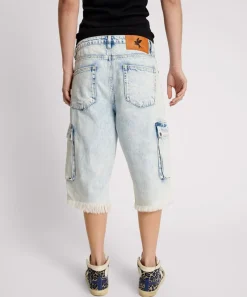 Denim Shorts|ONE TEASPOON Depeche Blue Skater Girl Wide Leg Shorts