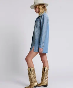 Midi & Maxi Dresses|ONE TEASPOON Desert Jewel Denim Trucker Dress