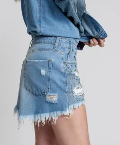 Denim Skirts|ONE TEASPOON Desert Jewel Junkyard Relaxed Denim Mini Skirt
