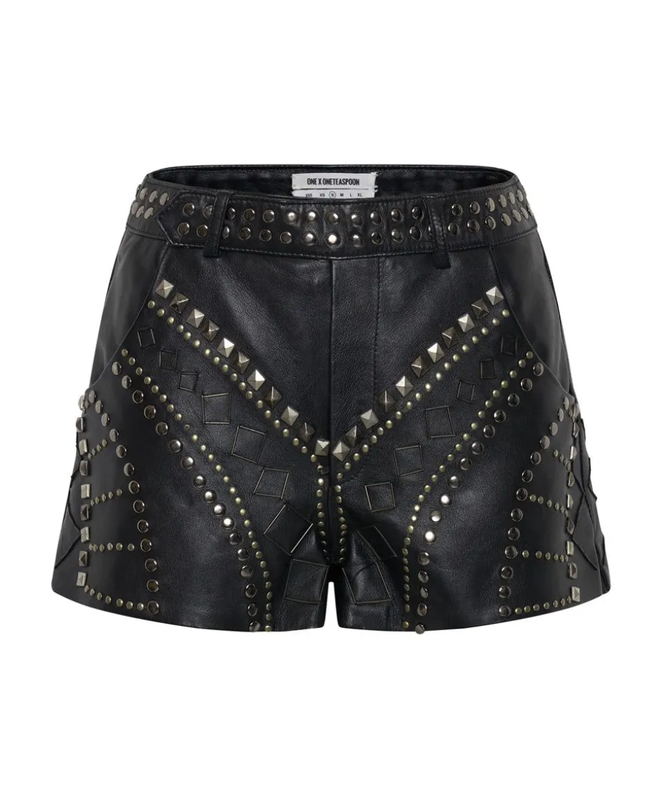 Bottoms|ONE TEASPOON Diamond Reflections Leather Shorts