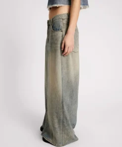 Denim Skirts|ONE TEASPOON Dirty Blue Denim Column Skirt