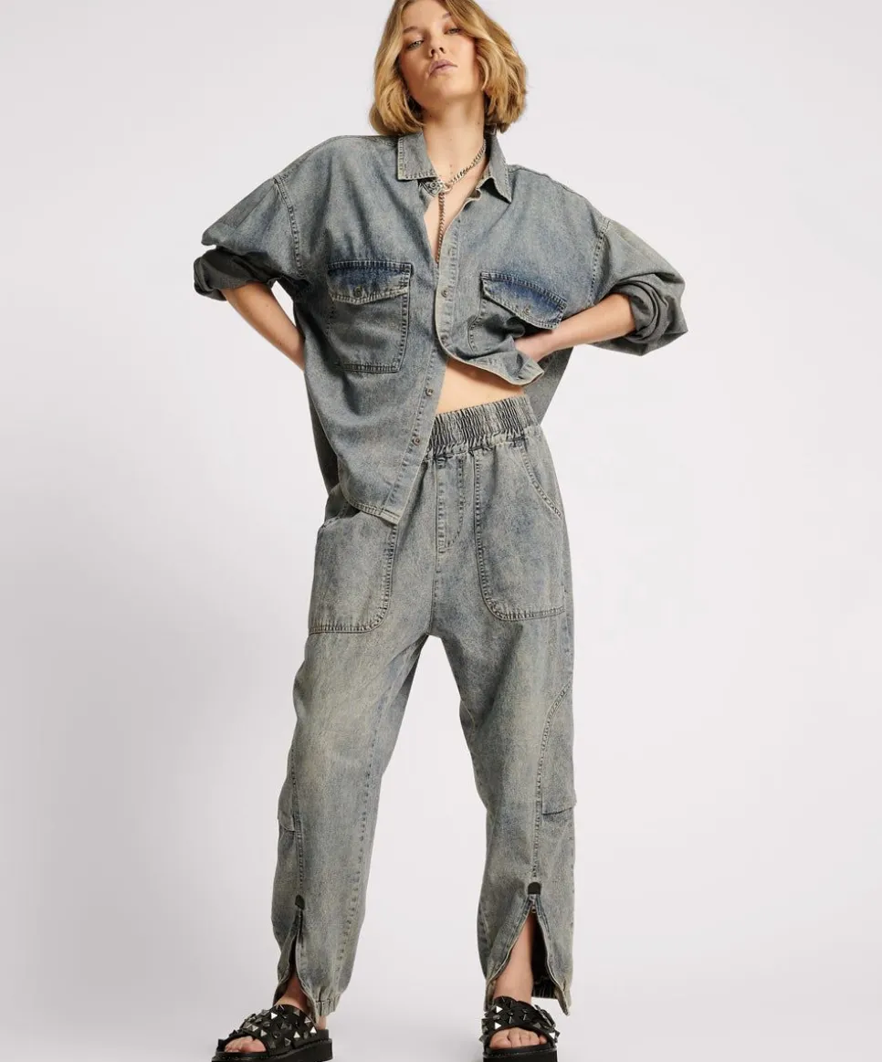 Denim Jeans|ONE TEASPOON Dirty Blue Denim Flight Pants