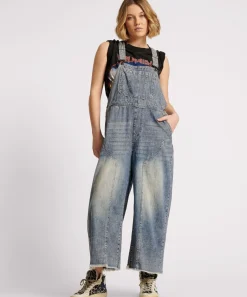Denim Jumpsuits|ONE TEASPOON Dirty Blue Stanton St Skater Denim Overalls