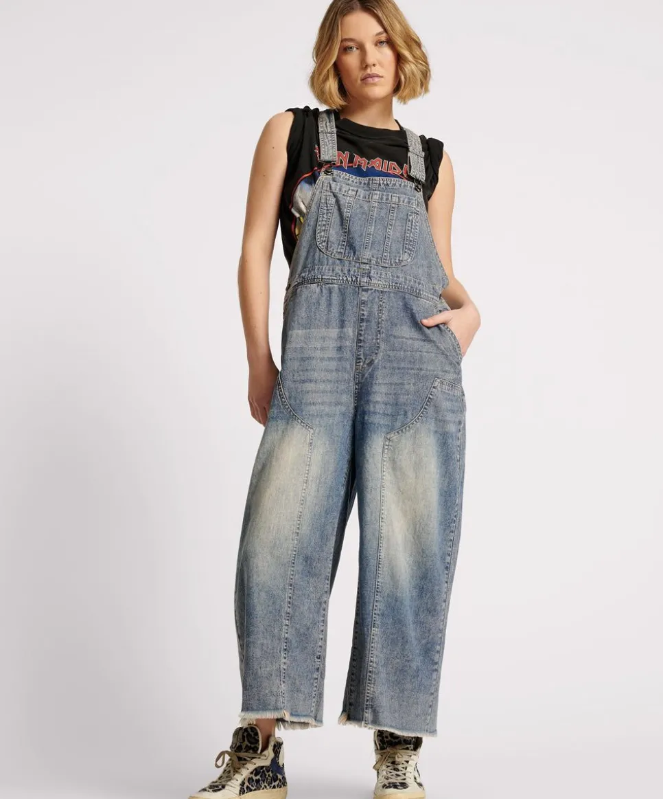 Denim Jumpsuits|ONE TEASPOON Dirty Blue Stanton St Skater Denim Overalls