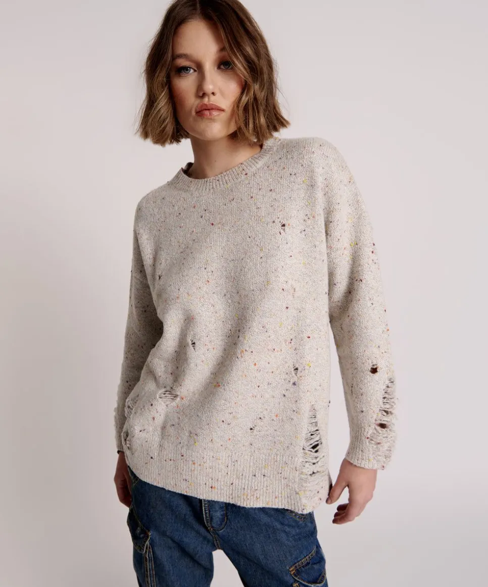 Knitwear|ONE TEASPOON Distressed Fisherman Knit Sweater