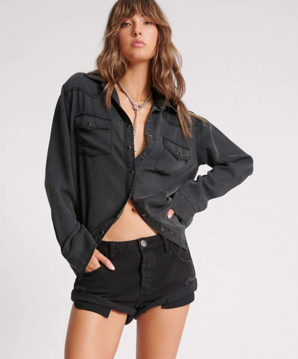 Denim Shorts|ONE TEASPOON Double Black Bandits Low Waist Denim Shorts