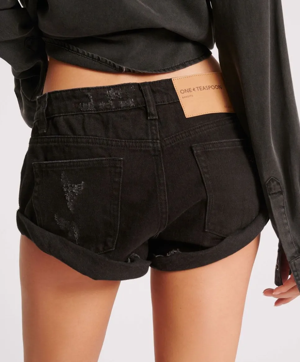 Denim Shorts|ONE TEASPOON Double Black Bandits Low Waist Denim Shorts