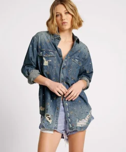 Shirts|ONE TEASPOON Embellished Everyday Denim Shirt