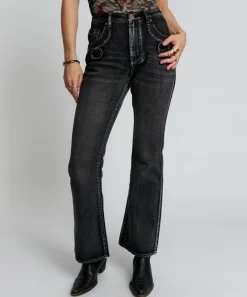 Denim Jeans|ONE TEASPOON Faded Black Charlie Slim High Waist Bootcut Jeans