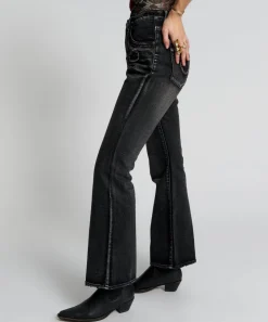 Denim Jeans|ONE TEASPOON Faded Black Charlie Slim High Waist Bootcut Jeans
