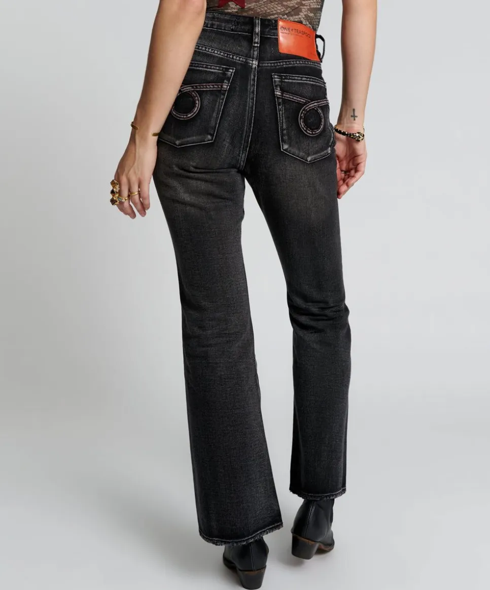 Denim Jeans|ONE TEASPOON Faded Black Charlie Slim High Waist Bootcut Jeans