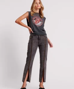 Denim Jeans|ONE TEASPOON Faded Black Truckers Mid Waist Straight Leg Jeans