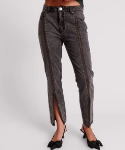 Denim Jeans|ONE TEASPOON Faded Black Truckers Mid Waist Straight Leg Jeans