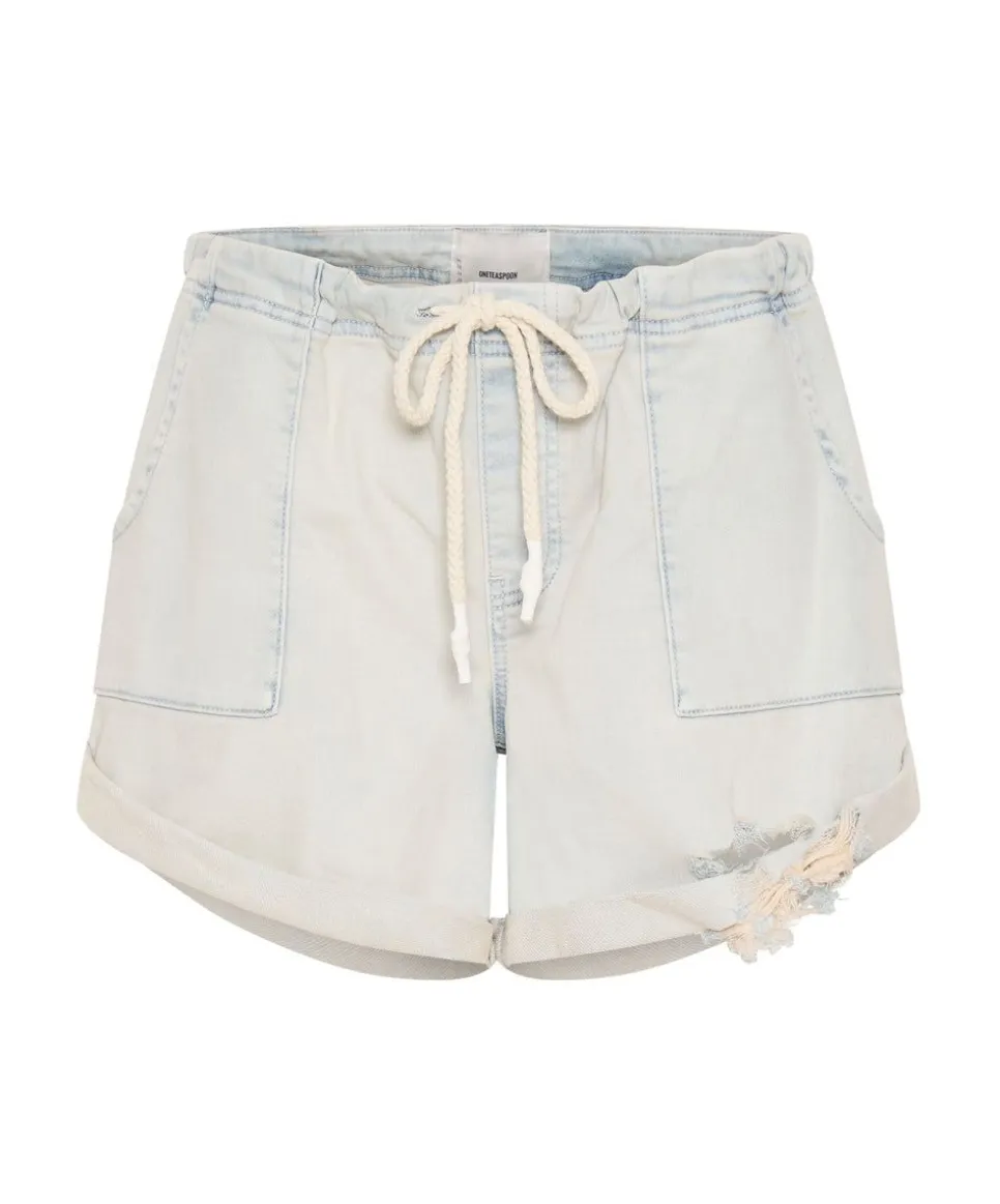 Denim Shorts|ONE TEASPOON Faded Blue Luxe Stretch Bandits Low Waist Shabby Shorts