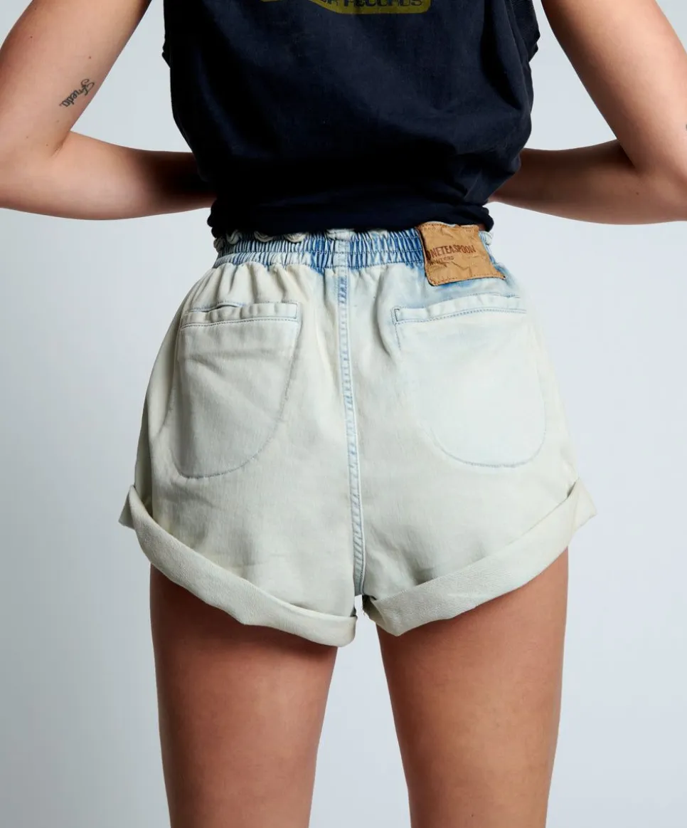 Denim Shorts|ONE TEASPOON Faded Blue Luxe Stretch Hunters Boyfriend Shorts