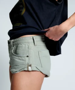 Denim Shorts|ONE TEASPOON Faded Khaki Bandits Low Waist Denim Shorts
