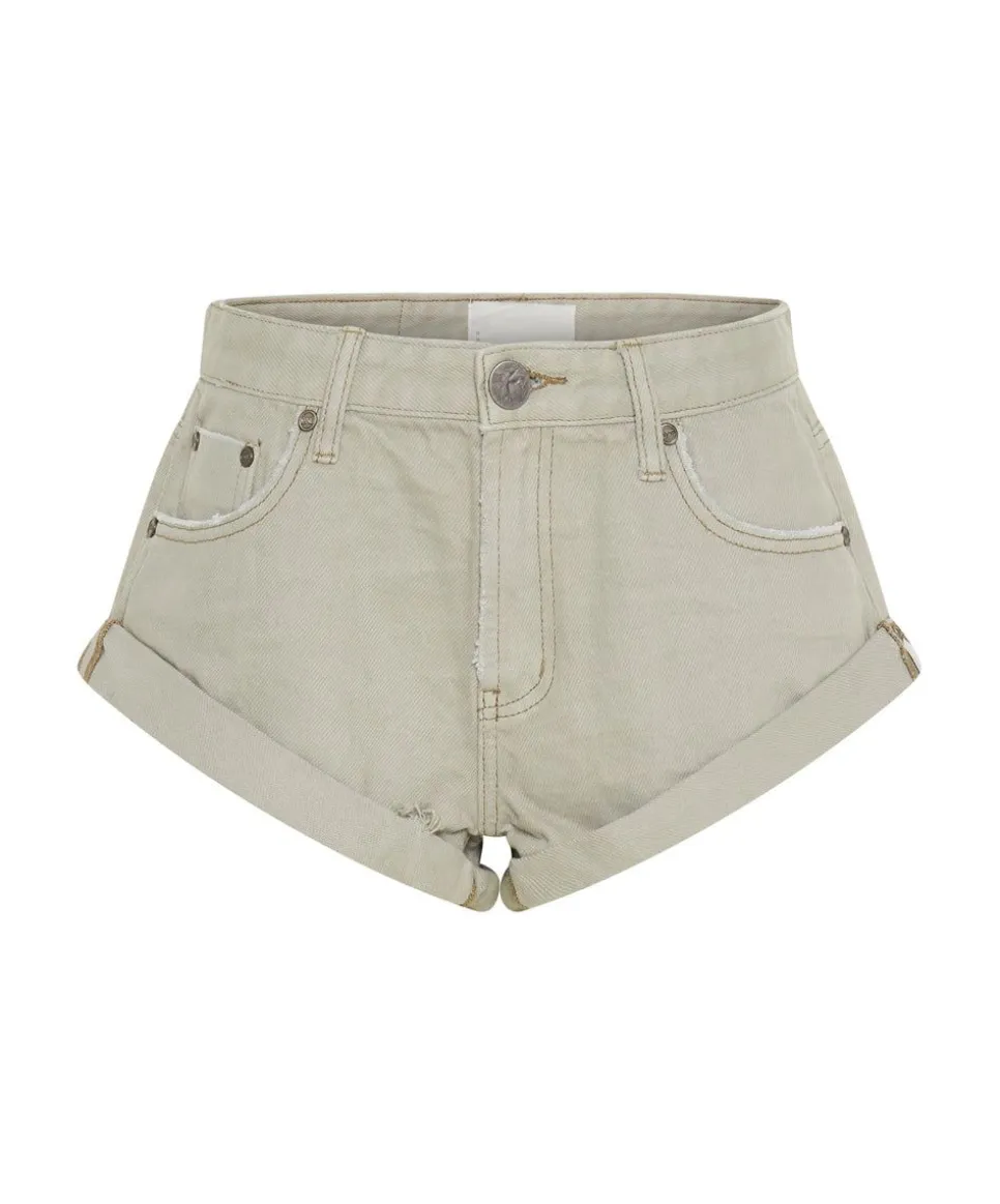 Denim Shorts|ONE TEASPOON Faded Khaki Bandits Low Waist Denim Shorts