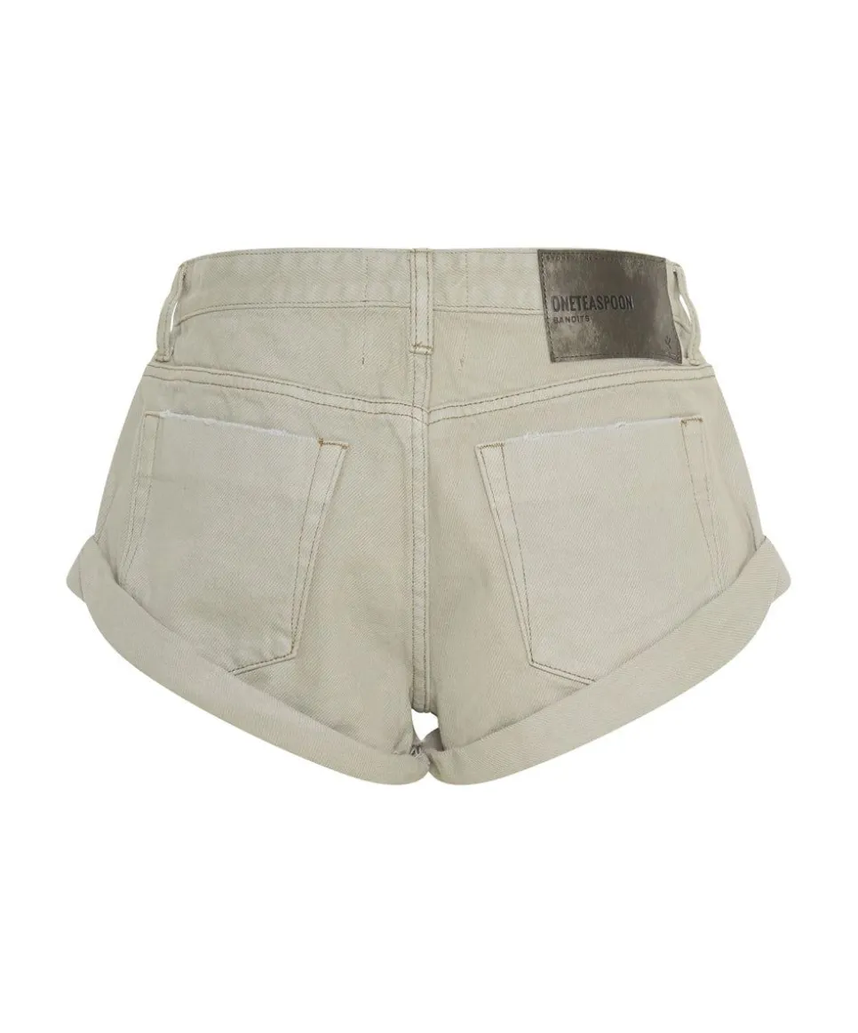 Denim Shorts|ONE TEASPOON Faded Khaki Bandits Low Waist Denim Shorts