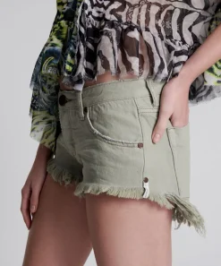 Denim Shorts|ONE TEASPOON Faded Khaki Bonita Low Waist Denim Shorts