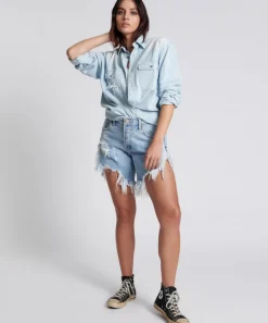 Denim Shorts|ONE TEASPOON Fleetwood Frankies Long Length Denim Shorts