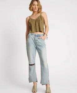 Denim Jeans|ONE TEASPOON Fleetwood Zipped Hooligans Mid Waist Relaxed Cropped Jeans