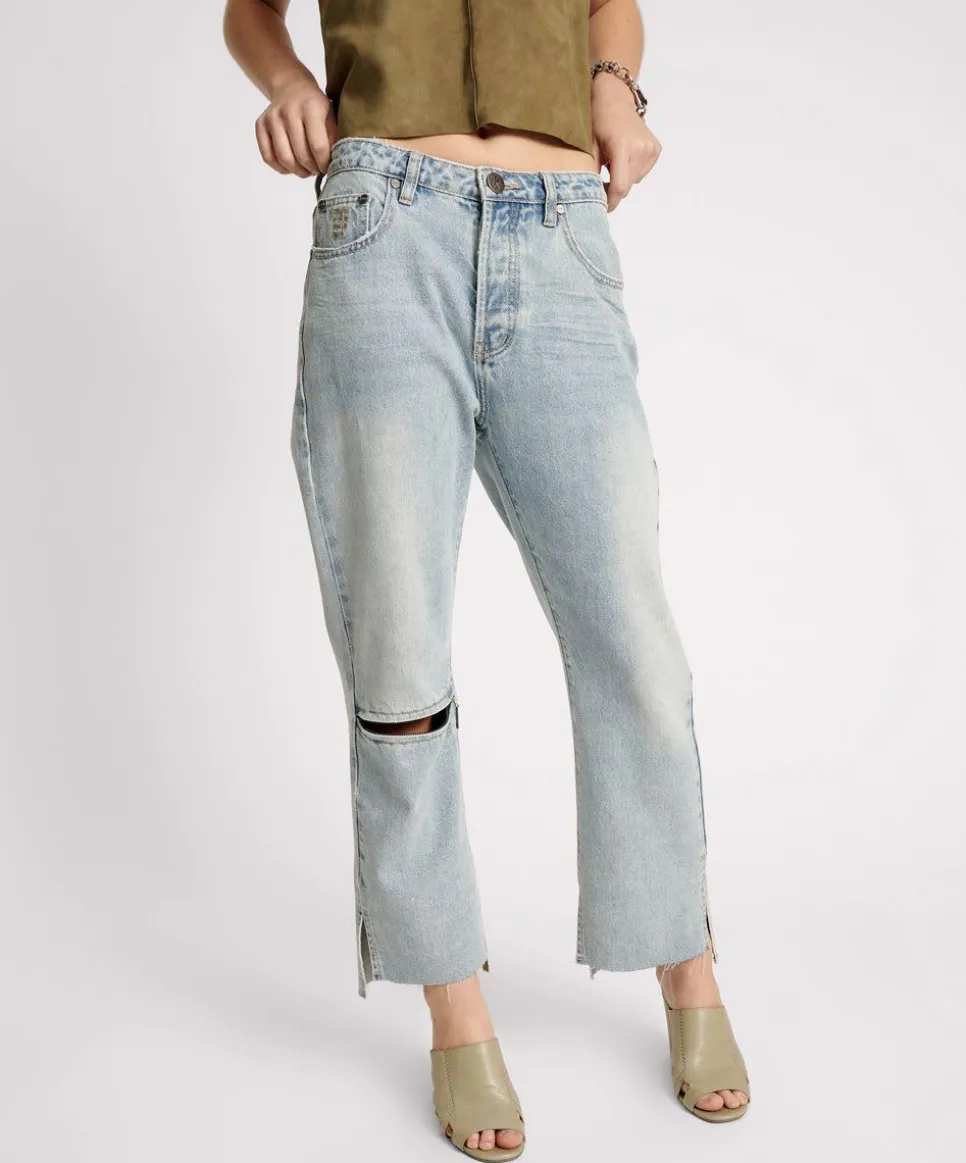 Denim Jeans|ONE TEASPOON Fleetwood Zipped Hooligans Mid Waist Relaxed Cropped Jeans