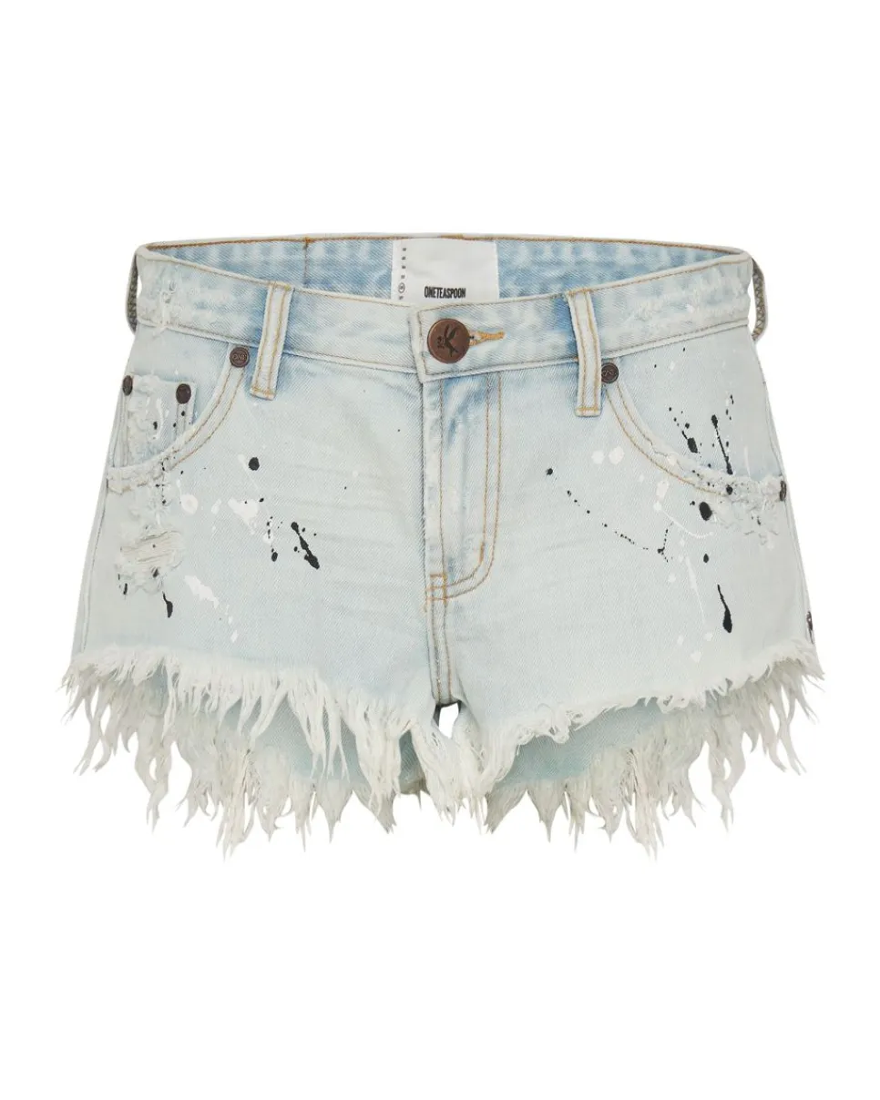 Denim Shorts|ONE TEASPOON Florence Painted Bonitas Low Waist Denim Shorts