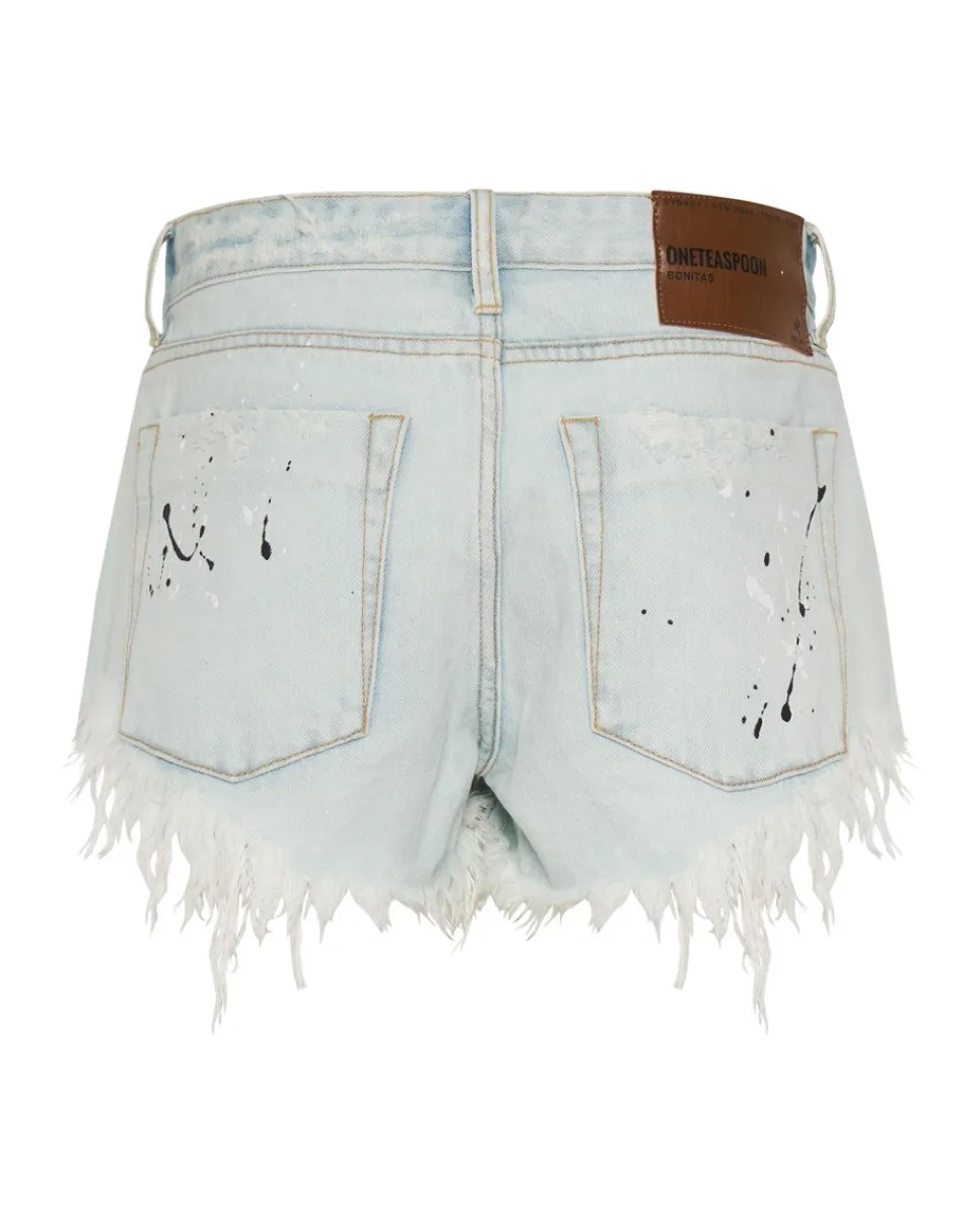 Denim Shorts|ONE TEASPOON Florence Painted Bonitas Low Waist Denim Shorts