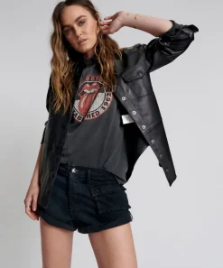 Denim Shorts|ONE TEASPOON Fox Black Cadet Bandits Low Waist Shorts