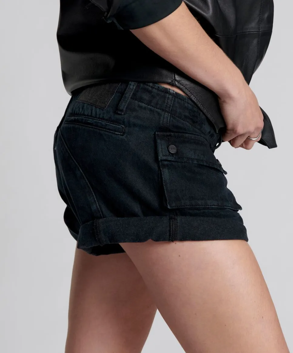 Denim Shorts|ONE TEASPOON Fox Black Cadet Bandits Low Waist Shorts