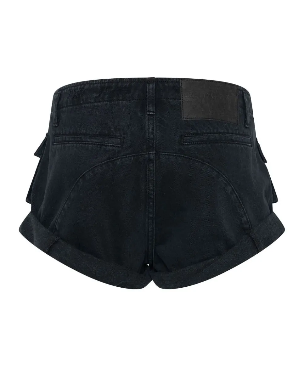 Denim Shorts|ONE TEASPOON Fox Black Cadet Bandits Low Waist Shorts