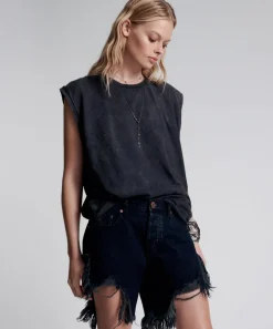 Denim Shorts|ONE TEASPOON Fox Black Frankies Long Length Denim Shorts