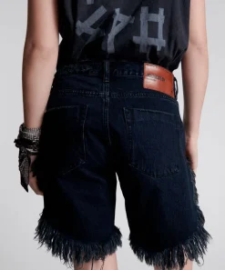 Denim Shorts|ONE TEASPOON Fox Black Frankies Long Length Denim Shorts