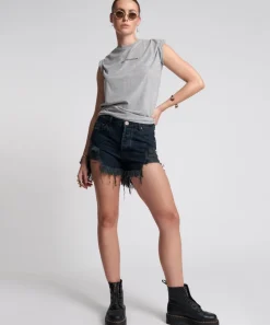 Denim Shorts|ONE TEASPOON Fox Black Outlaws Mid Length Denim Shorts