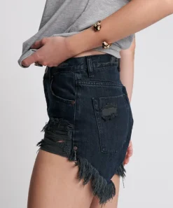 Denim Shorts|ONE TEASPOON Fox Black Outlaws Mid Length Denim Shorts
