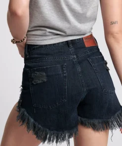 Denim Shorts|ONE TEASPOON Fox Black Outlaws Mid Length Denim Shorts