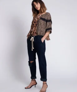 Denim Jeans|ONE TEASPOON Fox Black Shabbies Drawstring Boyfriend Jeans